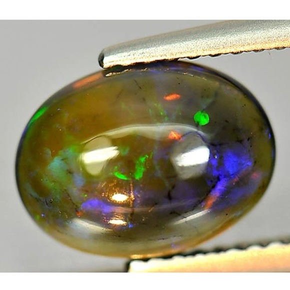 PlayOfColor Rainbow Fire RedBlack Opal 1.54 Ct Oval Cabochon 10.3x7.8 Mm Natural - Picture 1 of 3